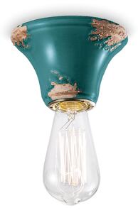 Plafoniera Vintage Tonda Media Ceramica Verde 1 Luce E14