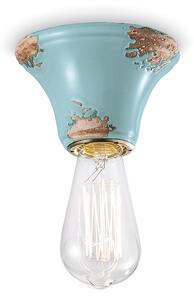 Plafoniera Vintage Tonda Media Ceramica Azzurra 1 Luce E14
