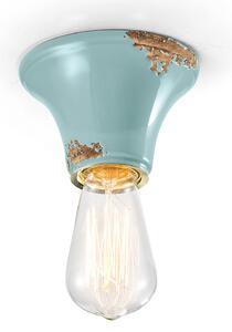 Plafoniera Vintage Tonda Piccola Ceramica Azzurra 1 Luce E27
