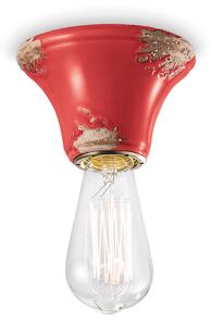 Plafoniera Vintage Tonda Media Ceramica Rossa 1 Luce E14