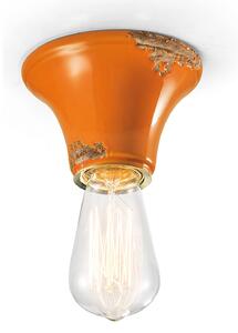 Plafoniera Vintage Tonda Piccola Ceramica Arancio 1 Luce E27