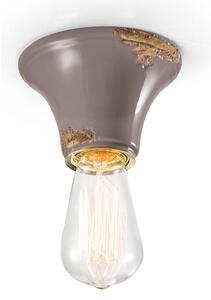 Plafoniera Vintage Tonda Piccola Ceramica Tortora 1 Luce E27