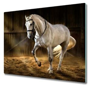 Tagliere in vetro temperato Cavallo bianco nella stalla 60x52 cm