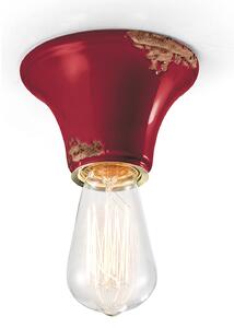 Plafoniera Vintage Tonda Piccola Ceramica Bordeaux 1 Luce E27
