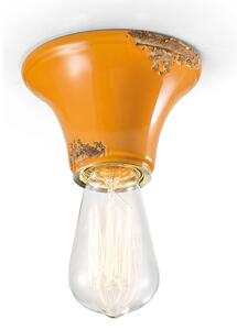 Plafoniera Vintage Ceramica Gialla Senza Paralume 1 Luce E27