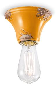 Plafoniera Vintage Tonda Media Ceramica Gialla 1 Luce E14