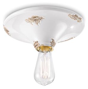 Plafoniera Vintage Tonda Grande Ceramica Bianca 1 Luce E27