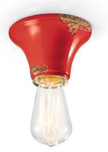 Plafoniera Vintage Tonda Piccola Ceramica Rossa 1 Luce E27