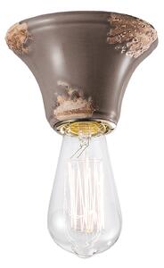 Plafoniera Vintage Tonda Media Ceramica Tortora 1 Luce E14