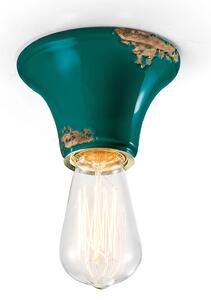 Plafoniera Vintage Tonda Piccola Ceramica Verde 1 Luce E27