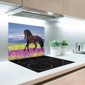 Tagliere in vetro temperato Cavallo nel campo della lavanda 60x52 cm