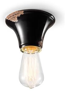 Plafoniera Vintage Tonda Piccola Ceramica Nera 1 Luce E27