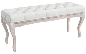 HOMCOM Panca Fondo Letto in Tessuto Effetto Lino, Schiuma e Legno, 110x37x49 cm, Bianco Crema