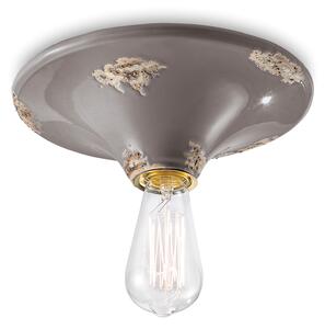 Plafoniera Vintage Tonda Grande Ceramica Tortora 1 Luce E27