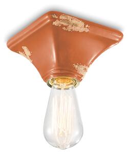 Plafoniera Vintage Quadrata Piccola Ceramica Arancio 1 Luce E27