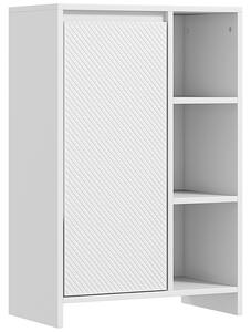HOMCOM Mobiletto Bagno con 3 Ripiani Aperti e Armadietto a un'Anta con Mensola Regolabile, 53x30x80cm, Bianco