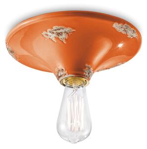 Plafoniera Vintage Tonda Grande Ceramica Arancio 1 Luce E27