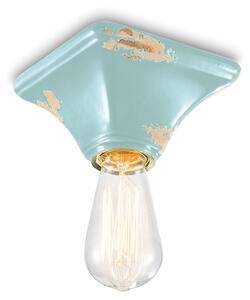 Plafoniera Vintage Quadrata Piccola Ceramica Azzurra 1 Luce E27