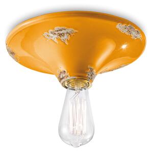 Plafoniera Vintage Tonda Grande Ceramica Gialla 1 Luce E27
