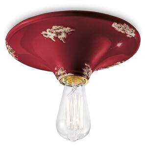 Plafoniera Vintage Tonda Grande Ceramica Bordeaux 1 Luce E27