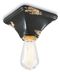 Plafoniera Vintage Quadrata Piccola Ceramica Nera 1 Luce E27