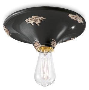 Plafoniera Vintage Tonda Grande Ceramica Nera 1 Luce E27