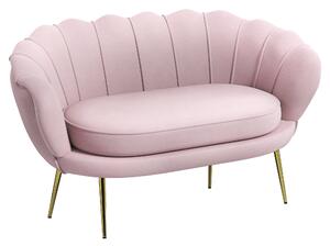 HOMCOM Divanetto 2 Posti in Stile Industrial Chic in Tessuto Effetto Velluto e Metallo, 130x77x77 cm, Rosa