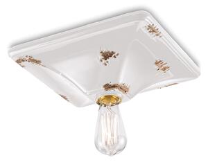 Plafoniera Vintage Quadrata Grande Ceramica Bianca 1 Luce E27