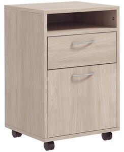 HOMCOM Cassettiera da Ufficio Portadocumenti con Ripiano Aperto e 2 Cassetti, in Legno e Metallo, 40x35x60 cm, Rovere