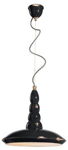 Lampadario Vintage Vague Vintage Ferro E Ceramica Nero 1 Luce E27 40Cm