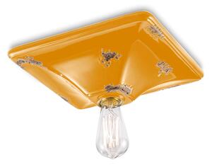 Plafoniera Vintage Quadrata Grande Ceramica Gialla 1 Luce E27