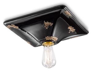 Plafoniera Vintage Quadrata Grande Ceramica Nera 1 Luce E27