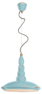 Lampadario Vintage Vague Vintage Ferro E Ceramica Azzurro 1 Luce E27 40Cm