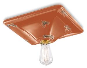 Plafoniera Vintage Quadrata Grande Ceramica Arancio 1 Luce E27