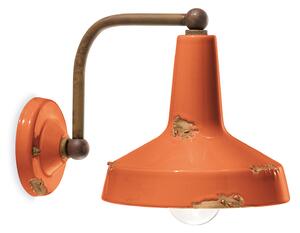 Applique Vintage Ceramica Arancio Curva 1 Luce E27