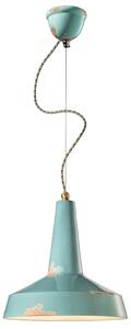 Lampadario Vintage Vague Vintage Ferro E Ceramica Azzurro 1 Luce E27 35Cm
