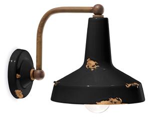Applique Vintage Ceramica Nera Curva 1 Luce E27