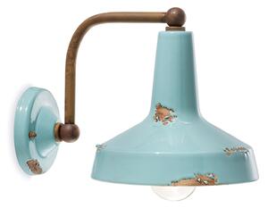 Applique Vintage Ceramica Azzurra Curva 1 Luce E27