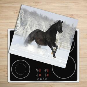 Tagliere in vetro temperato Cavallo di neve al galoppo 60x52 cm