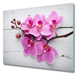 Tagliere in vetro temperato Orchidea sul legno 60x52 cm