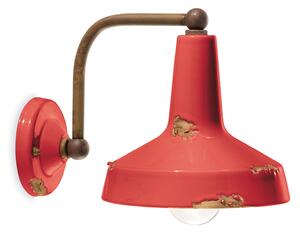 Applique Vintage Ceramica Rossa Curva 1 Luce E27