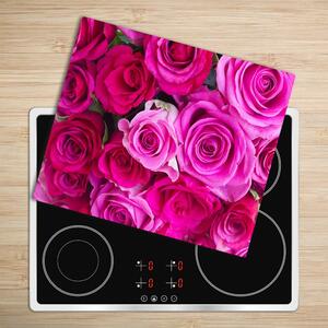 Tagliere in vetro Un bouquet di rose rosa 60x52 cm