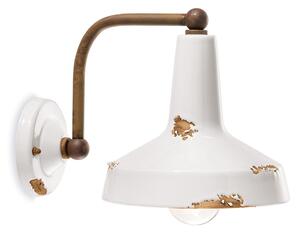 Applique Vintage Ceramica Bianca Curva 1 Luce E27
