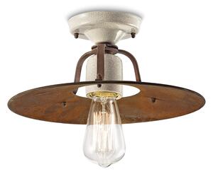 Plafoniera Vintage Grunge Ferro E Ceramica Craquele' 1 Luce E27 30Cm