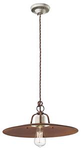 Lampadario Vintage Grunge Ferro E Ceramica Craquele' 1 Luce E27 40Cm