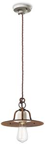 Lampadario Vintage Grunge Ferro E Ceramica Craquele' 1 Luce E27 25Cm