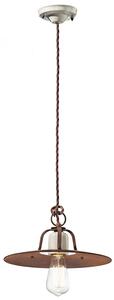 Lampadario Vintage Grunge Ferro E Ceramica Craquele' 1 Luce E27 30Cm