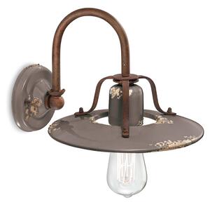 Applique Vintage Country Ferro E Ceramica Tortora 1 Luce E27 25Cm