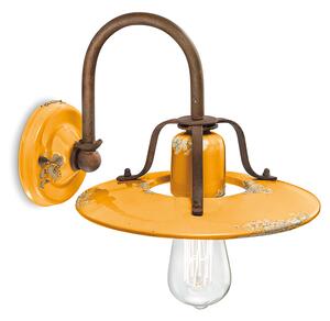 Applique Vintage Country Ferro E Ceramica Giallo 1 Luce E27 25Cm