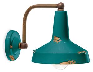 Applique Vintage Ceramica Verde Curva 1 Luce E27